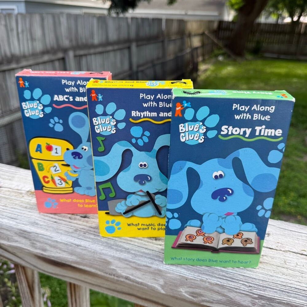 Vintage Blue’s Clues VHS Tape Lot ABC’s & 123’s Rhythm And Blue Story Time Nick